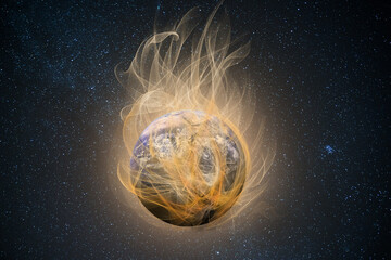 burning earth on space, horiible earth concept