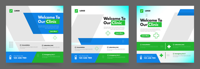Healthcare and medical service social media post Layout Set 