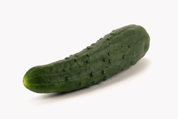 Fresh green cucumber isolated on bright background. Close up view.