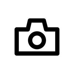 Simple camera icon, Vector outline icon on white background.