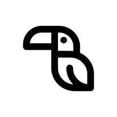 Simple toucan bird icon, Vector outline icon on white background. © KY
