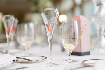 Glasses of Champagne on Table