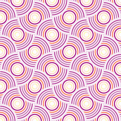 Fototapeta premium Circle overlap seamless pattern in pink orange, maroon and white