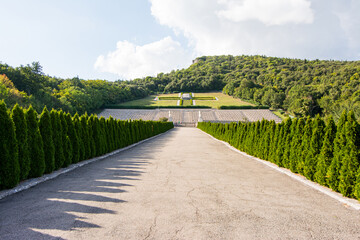 cemetery where Polish soldiers who died in World War II are buried Montecassino near abbey, italy - obrazy, fototapety, plakaty