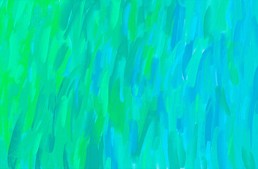 Colourful abstract illustration with oil paint strokes in green and blue tones