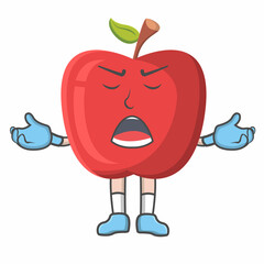 Angry apple Character,vector on white background, Apple Character Angry