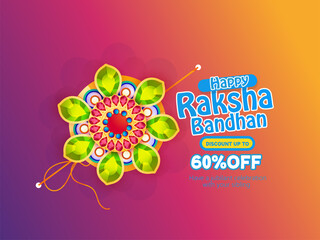 Happy Raksha Bandhan with decorative Rakhi for Raksha Bandhan, Hindi typography raksha bandhan, Indian festival of brother and sister bonding celebration