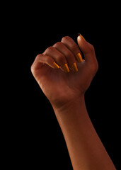 Fototapeta premium 3D Human hand with gold nails