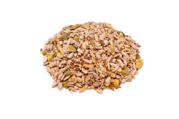Mix of seeds for a salad. A pile of mixed seeds.