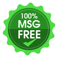 100% Monosodium Glutamate (MSG) Free food label.