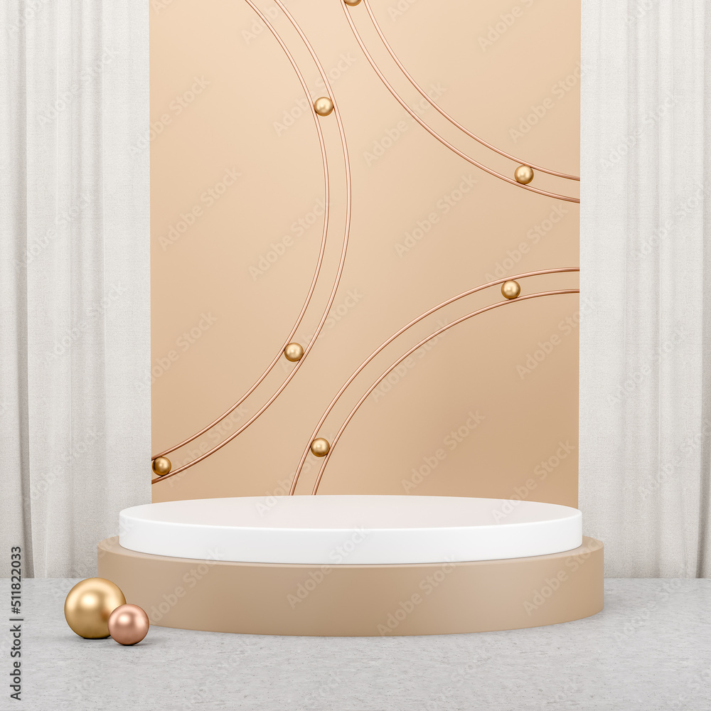 Poster platform and circles on background, mockup for product display