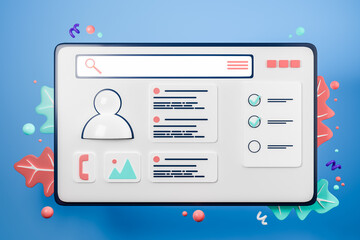 Tablet screen with profile information, recruitment and cv