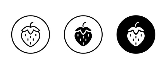 Garden strawberry fruit icon or strawberries icons vector, sign, symbol, logo, illustration, editable stroke, flat