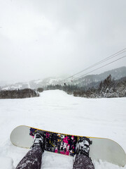 snowboarder sitting on the ski slope