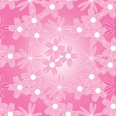 Vector pink background white pink cherry tree flowers and cherry blossom sakura flowers. Seamless pattern background