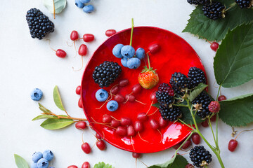 Assorted summer berries, top view