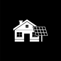 Solar house logo isolated on dark background