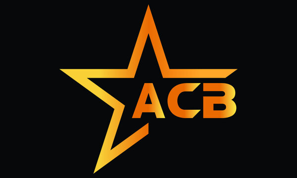 ACB golden luxury star icon three letter logo design vector template. royal logo | luxury logo | jewelry logo | premium logo | iconic logo | Victoria logo |	