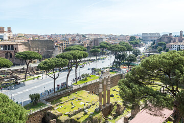 Fototapeta na wymiar views of roman forum from palatine mountain, Rome 
