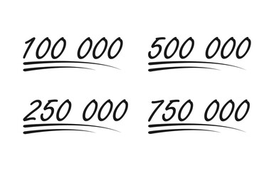 Set of Congratulation number lettering, Collection celebrate follower icon, web online post vector illustration