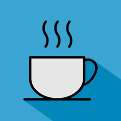 Coffee icon, breakfast drink cafe, cappuccino, hot simple isolated illustration, vector line