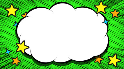 ポップな雲背景と集中線（黒）