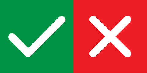 Set of Check and cross mark, yes and no symbol vector illustration, bad good choice