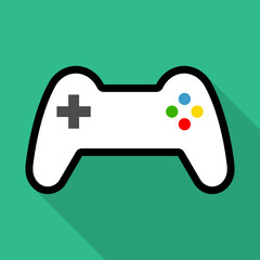 Console gaming gamepad icon, joystick gadget technology button vector illustration, play fun game