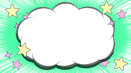 ポップな雲背景と集中線（白）
