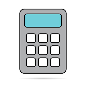 Calculator icon, mathematics web button vector illustration. Internet website finance technology design
