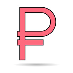 Obraz premium Ruble money icon shadow, russian bank economy flat sign, rouble business symbol vector illustration