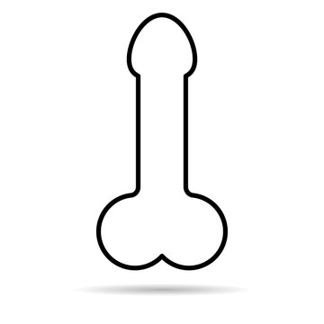 Man anatomy organ shadow, penis pictogram icon, masculine genital web graphic vector illustration