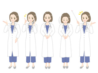 笑顔の女性医師の表情イラスト素材