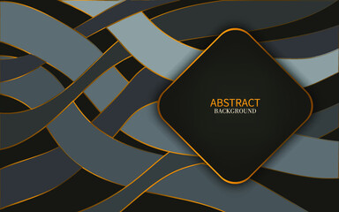 abstract gold lines and wave element on black luxury background