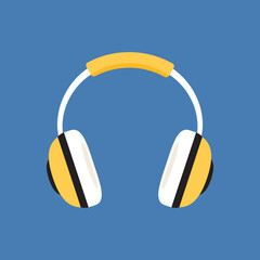 Headphones cartoon vector. Headphones earphones flat icon. Headset silhouette.