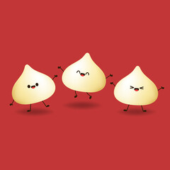 White chocolate chip 3d style. White chocolate chip vector on red background. Chocolate chips ingredient.