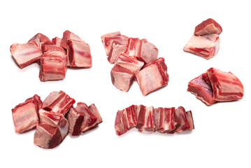 Raw beef ribs isolated on white background.