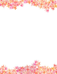 Watercolor abstract cute pink floral border. Ditsy floral, botanical frame, background. Greeting card, postcard, summer wedding invitation