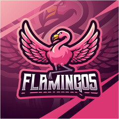 Flamingo esport mascot logo design © Visink.art
