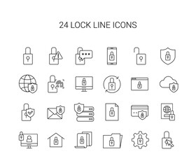 Line icon set. lock pack. Vector Illustration