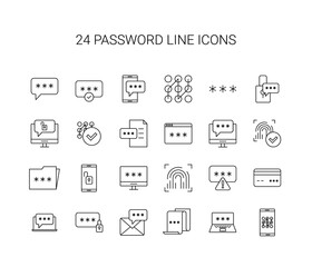 Line icon set. Password pack. Vector Illustration