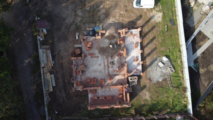 Home under construction on a building site