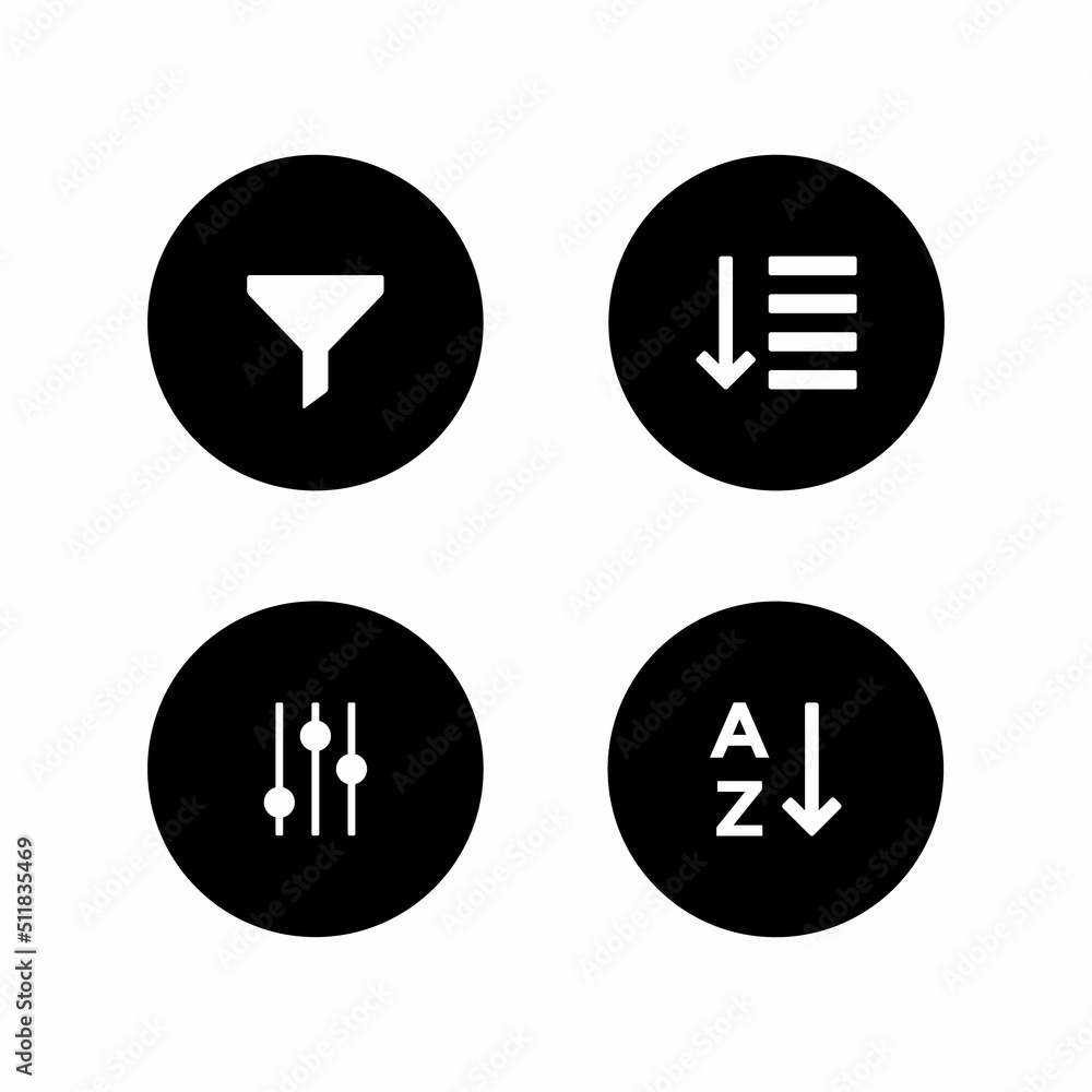 Poster filter icon set collection vector isolated on circle button