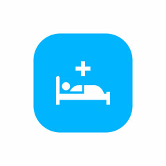 Hospital bed, medical care icon vector isolated on square background