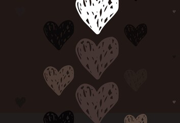 Light Brown vector template with doodle hearts.