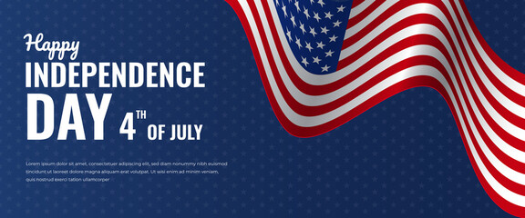 Happy independence day of the United States America. Modern horizontal banner design template.