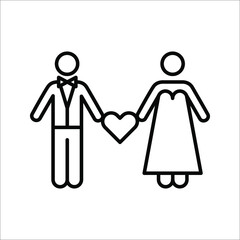 Marriage vector icon. wedding Bride Bridegroom Married Marry Marriage Icon Symbol Sign Pictogram on white background