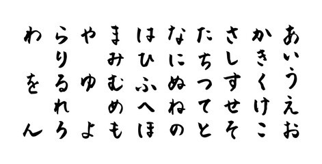 手描きのひらがな　筆文字	
