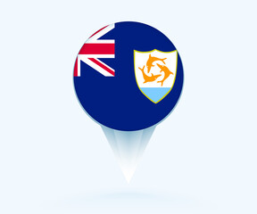 Obraz premium Map pointer with flag of Anguilla.