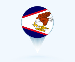 Fototapeta premium Map pointer with flag of American Samoa.